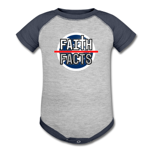 FAITH OVER FACTS 2022 Baseball Baby Bodysuit - heather gray/navy