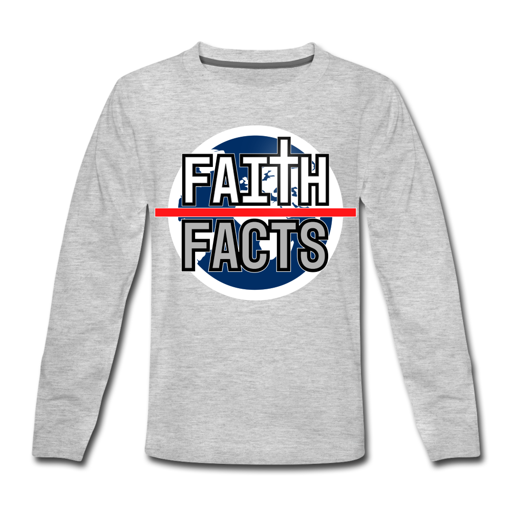FAITH OVER FACTS 2022 Kids' Premium Long Sleeve T-Shirt - heather gray