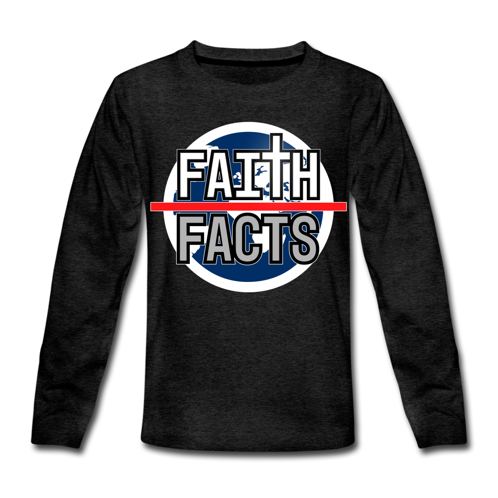 FAITH OVER FACTS 2022 Kids' Premium Long Sleeve T-Shirt - charcoal grey