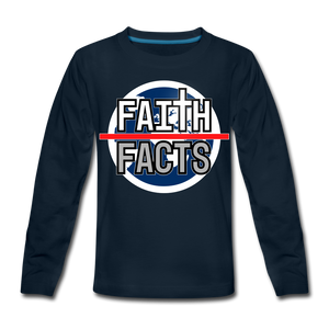 FAITH OVER FACTS 2022 Kids' Premium Long Sleeve T-Shirt - deep navy