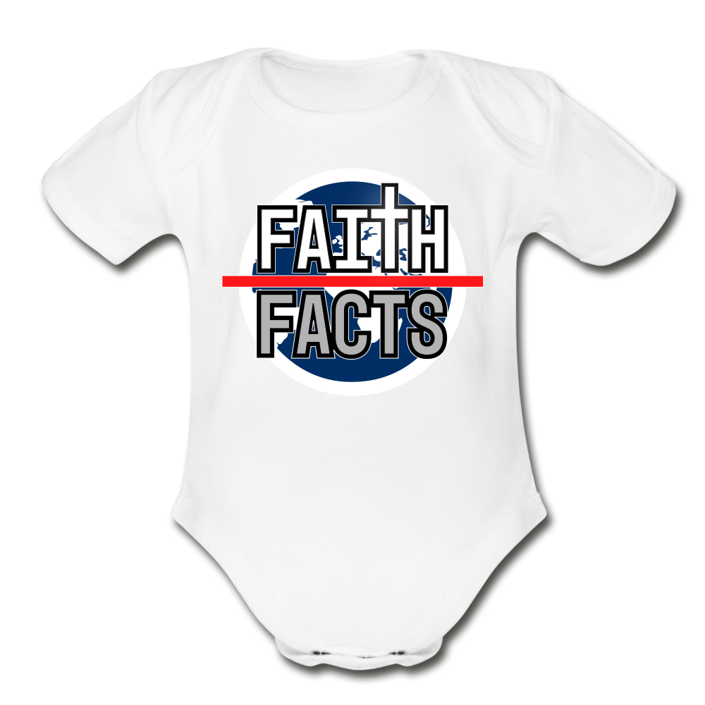 FAITH OVER FACTS 2022 Organic Short Sleeve Baby Bodysuit - white