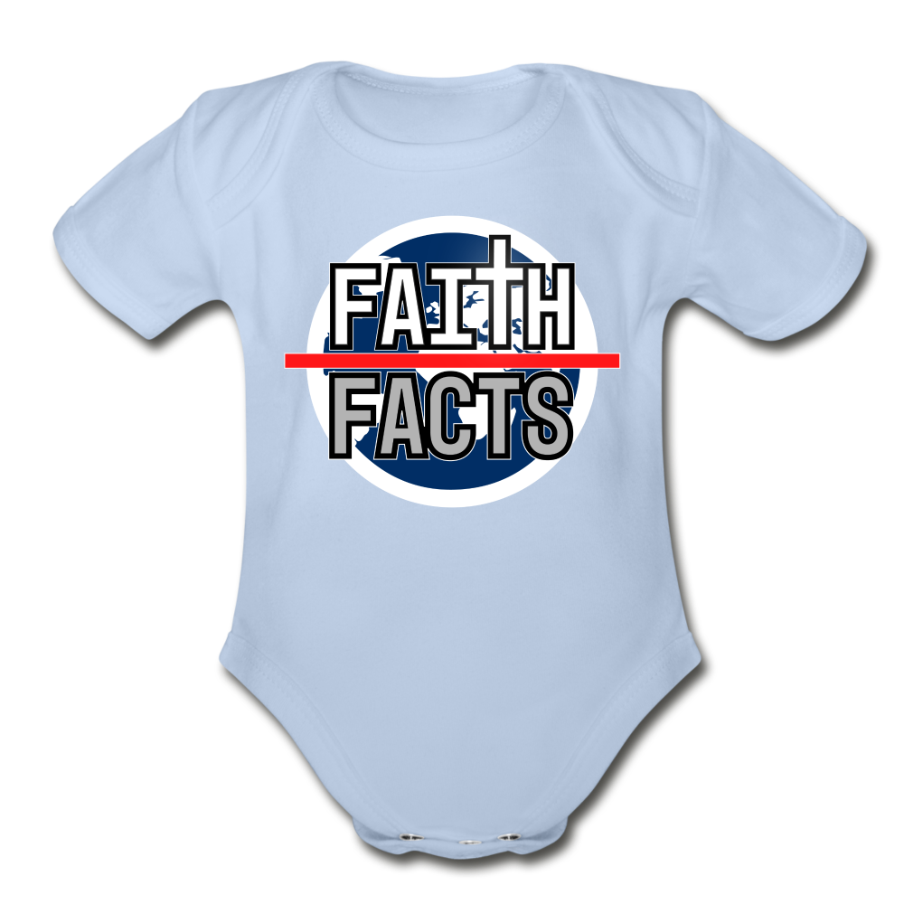 FAITH OVER FACTS 2022 Organic Short Sleeve Baby Bodysuit - sky